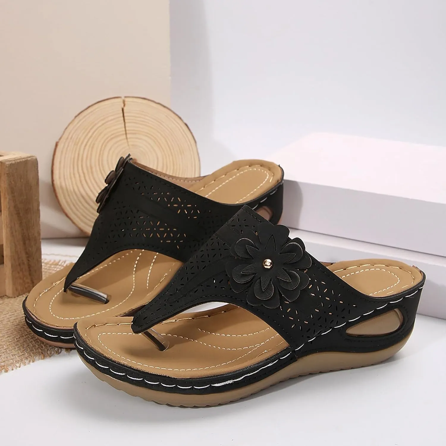 Orthopedic Wedge Sandals for Women Summer Dressy 2025 New Women's Arch Support Flip Flops Comfortable Orthotic Thong Sandal Ladies Slip on Slides for Walking Beach Vacation