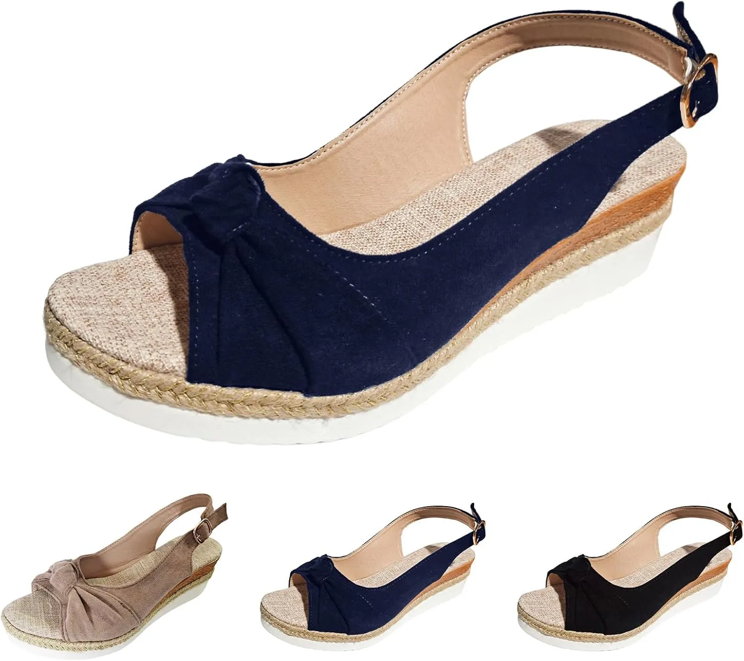 Orthopedic Wedge Sandals for Women Summer Dressy 2025 Platform Flat Open Toe Ankle Strap Espadrilles Sandal Casual Strappy Slip on Beach Boho Sandals Comfortable Outdoor Shoes