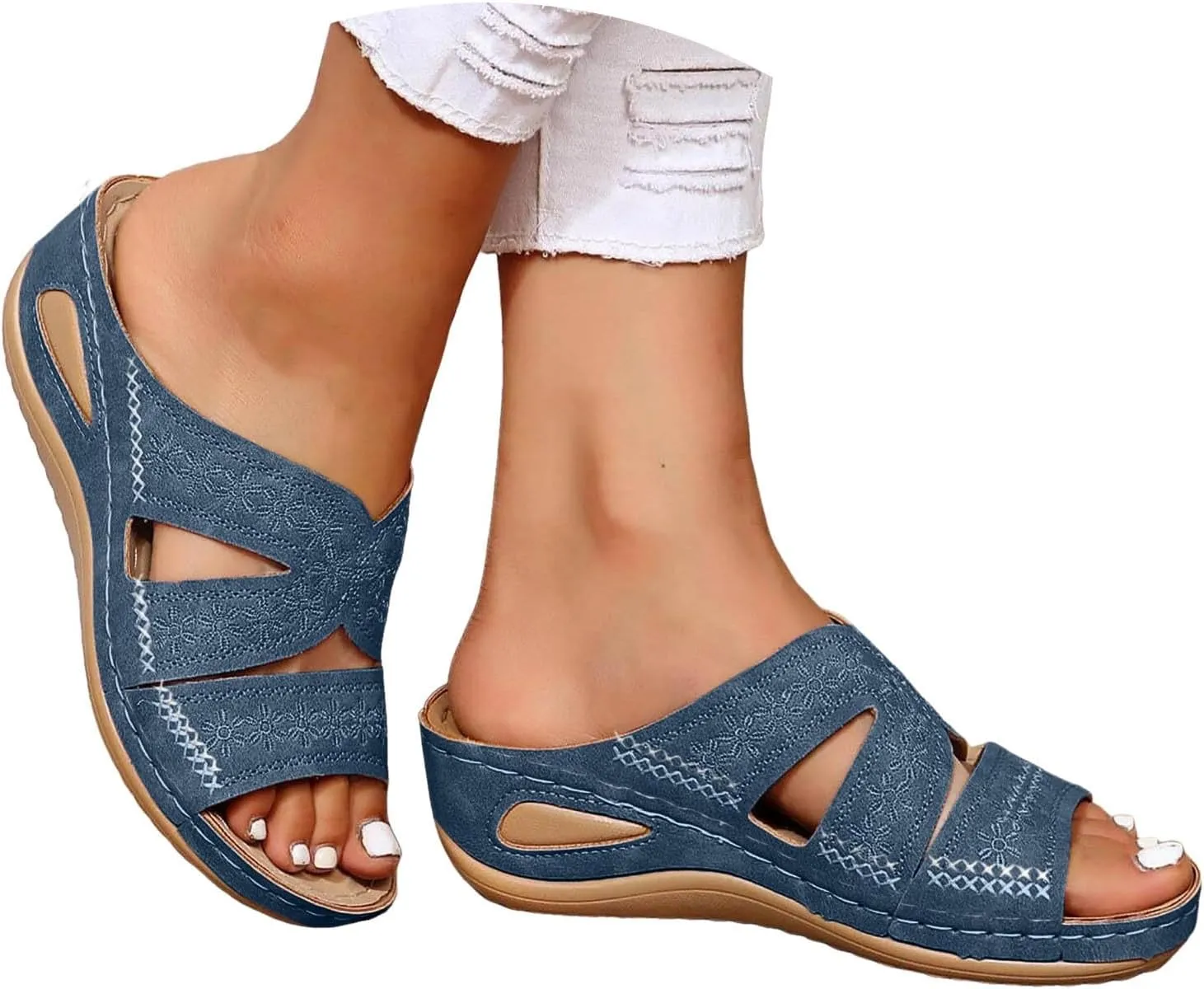 Orthopedic Wedge Sandals for Women Summer Dressy 2025 Womens Arch Support Slippers for Office Espadrilles Orthotic Flat Open Toe Platform Sandal Casual Flip Flops Shoes