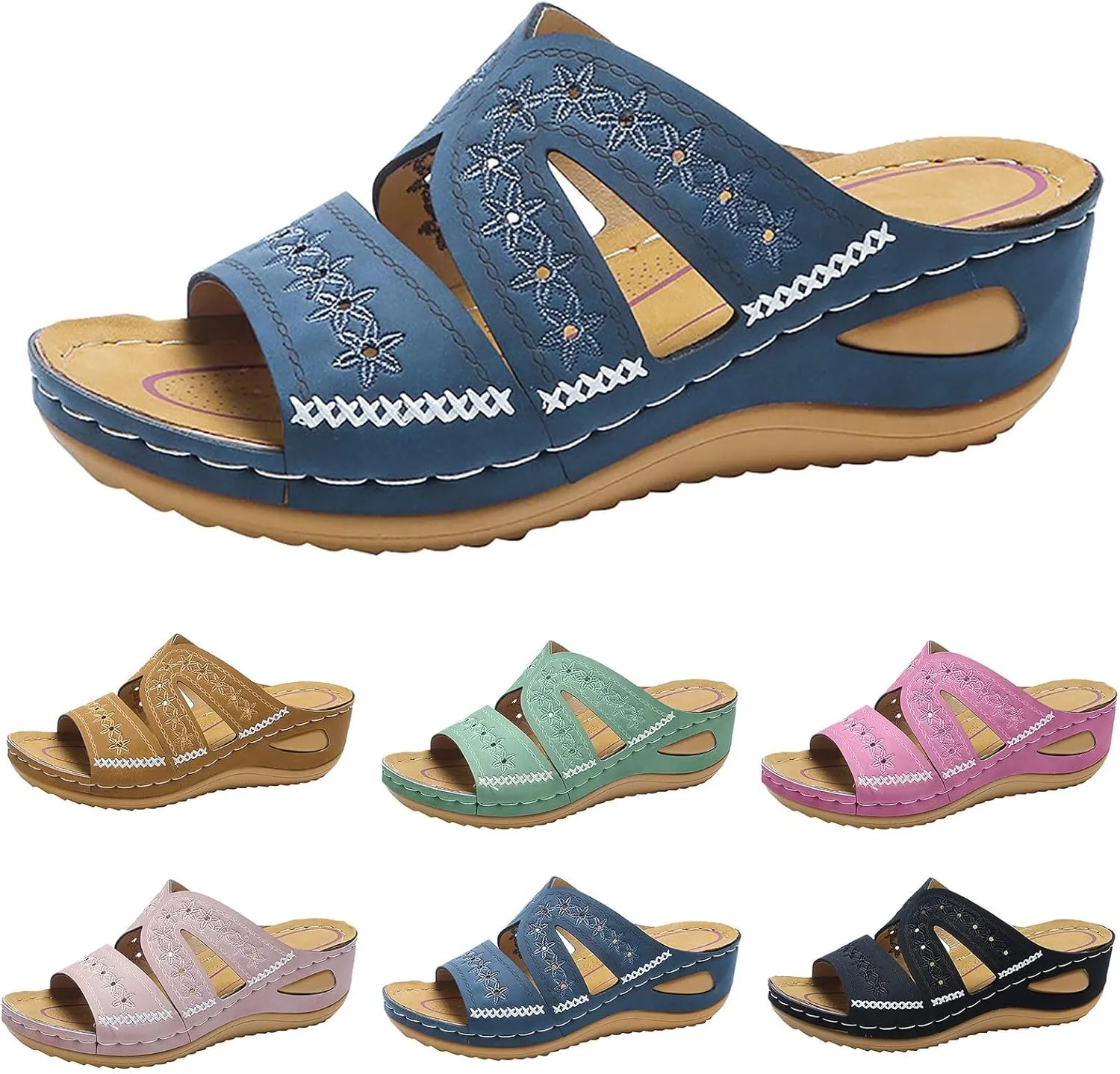 Orthopedic Wedge Sandals for Women Summer Dressy 2025 Womens Arch Support Slippers for Office Espadrilles Orthotic Flat Open Toe Platform Sandal Casual Flip Flops Shoes