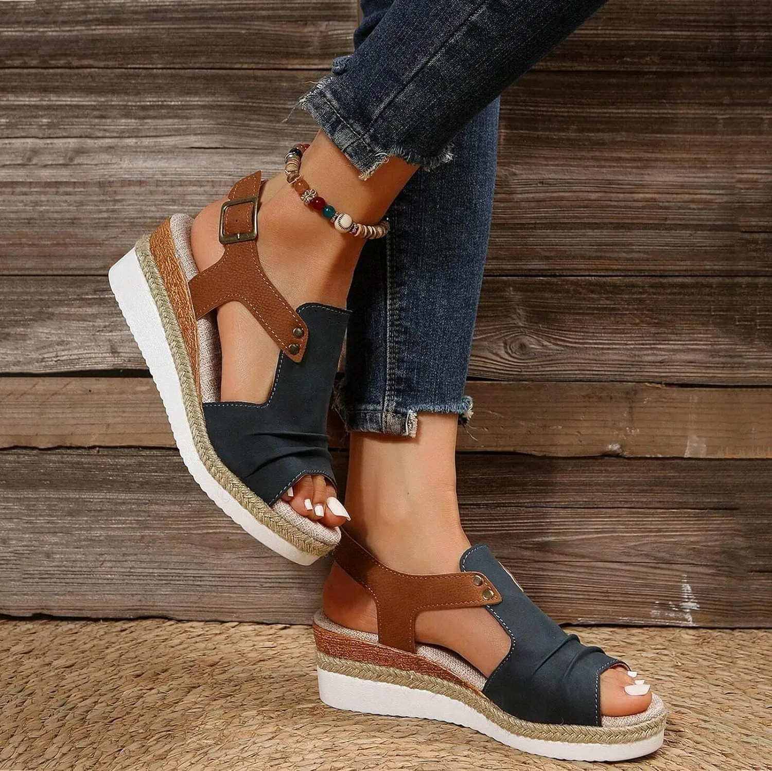 Orthopedic Wedge Sandals for Women Summer Dressy 2025 Womens Wedge Sandal Mid Heel Espadrilles Wedges Platform Sandals Casual Comfortable Orthotic Strappy Walking Sandals Shoes