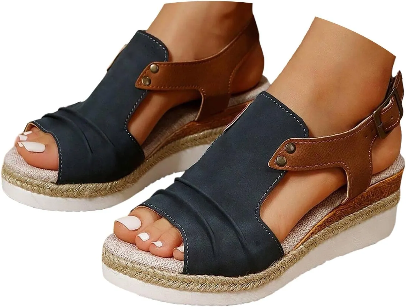 Orthopedic Wedge Sandals for Women Summer Dressy 2025 Womens Wedge Sandal Mid Heel Espadrilles Wedges Platform Sandals Casual Comfortable Orthotic Strappy Walking Sandals Shoes