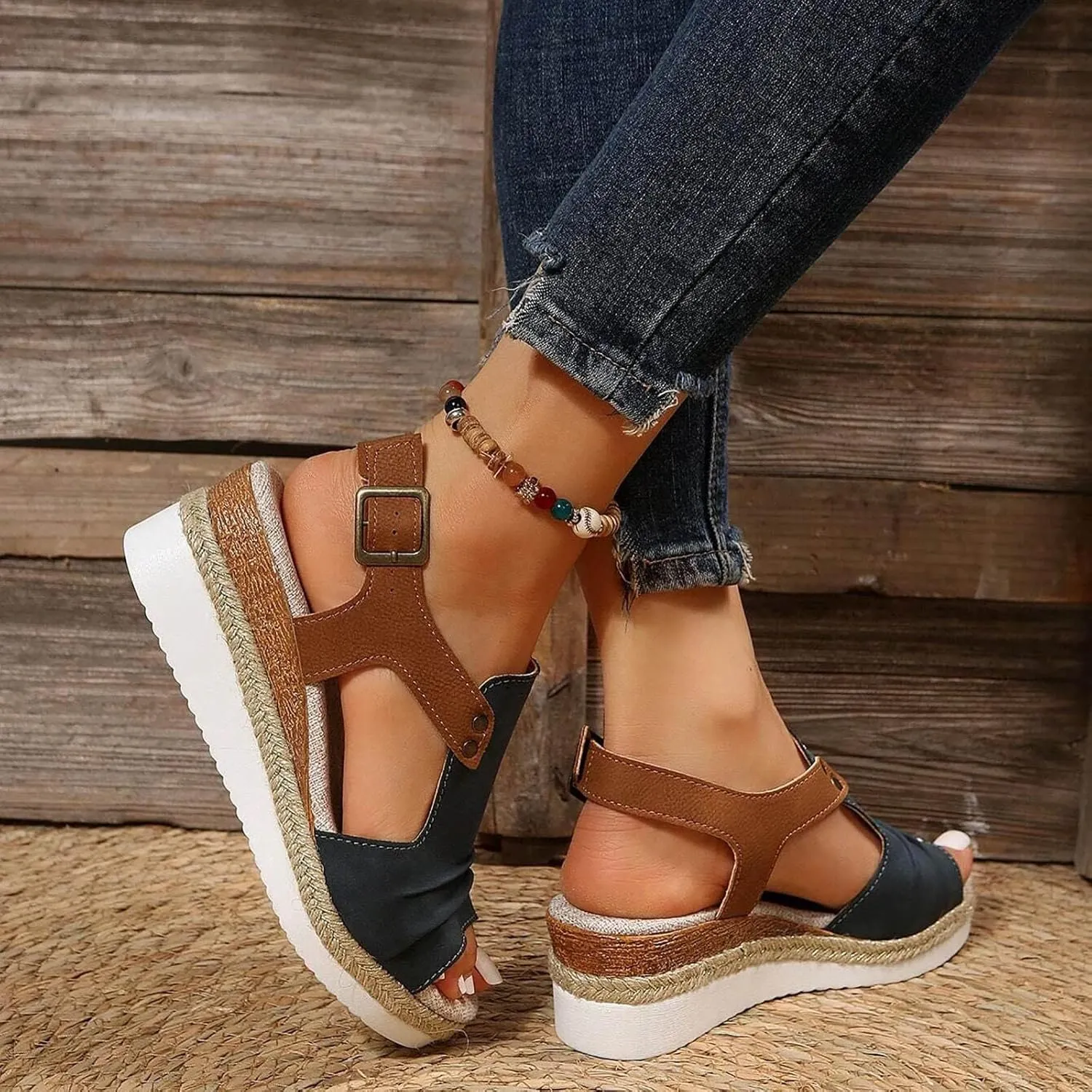 Orthopedic Wedge Sandals for Women Summer Dressy 2025 Womens Wedge Sandal Mid Heel Espadrilles Wedges Platform Sandals Casual Comfortable Orthotic Strappy Walking Sandals Shoes
