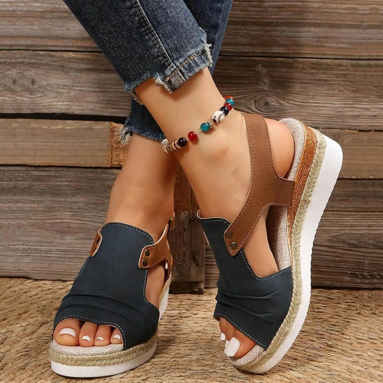 Orthopedic Wedge Sandals for Women Summer Dressy 2025 Womens Wedge Sandal Mid Heel Espadrilles Wedges Platform Sandals Casual Comfortable Orthotic Strappy Walking Sandals Shoes