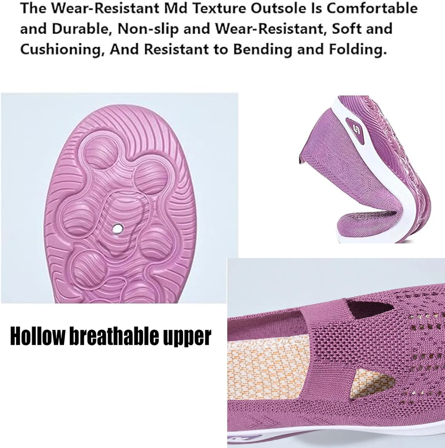 Orthowalkway Womens Shoes Comfort Wear Orthopedic Walking Shoes for Women Mesh Breathable Slip-On Knitted Lightweight Flat Sneakers Embroidered Flower Walking Sports Shoes
