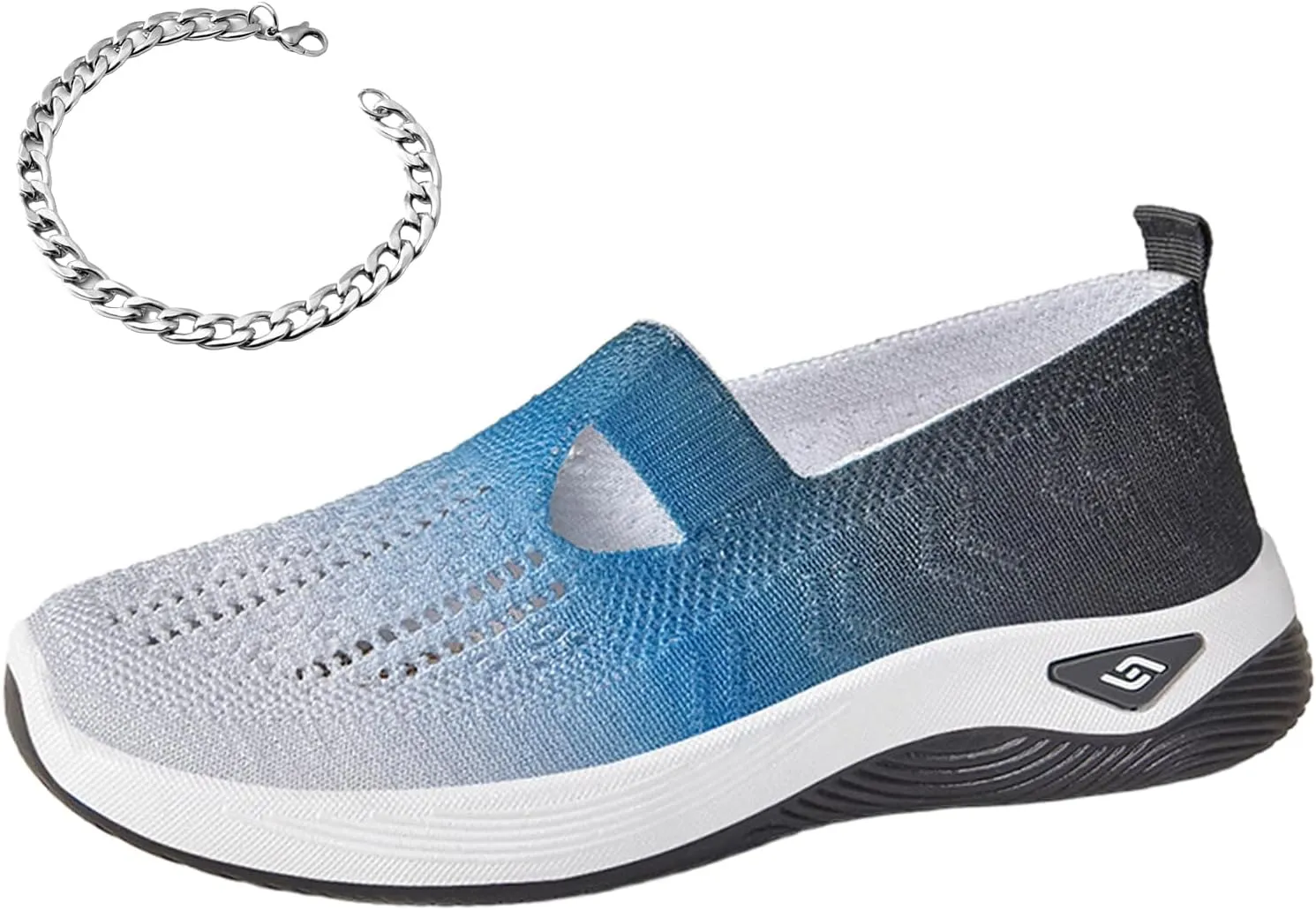 Orthowalkway Womens Shoes Comfort Wear Orthopedic Walking Shoes for Women Mesh Breathable Slip-On Knitted Lightweight Flat Sneakers Embroidered Flower Walking Sports Shoes