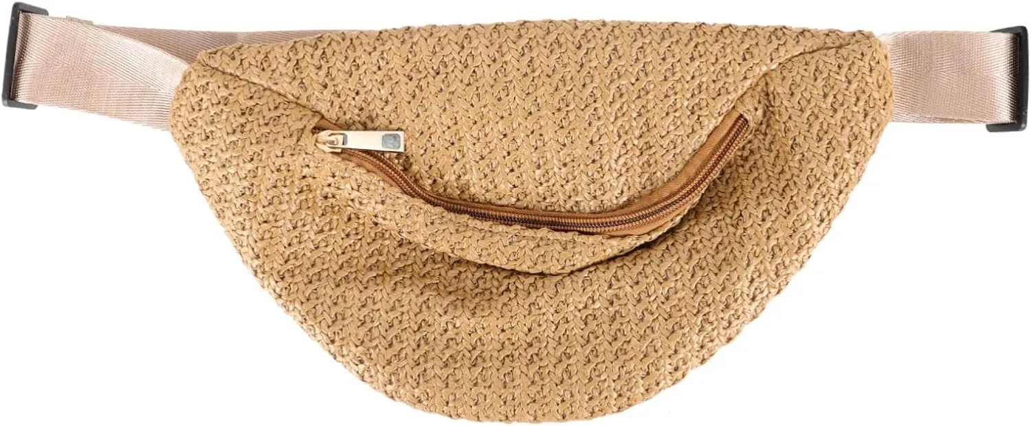 Pc Straw Woven Fanny Pack for Women Straw Belt Bag Bag Summer Fanny Pack