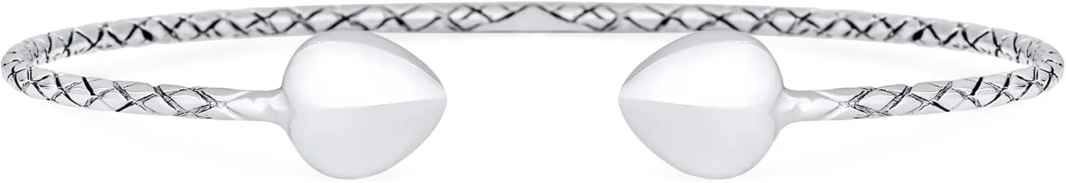 Personalize Initial Alphabet A-Z Boho Western Jewelry Arrow Heart Tips Twist Design Stackable West Indian Bangles Bracelet For Women Teens Solid .925 Sterling Silver Strong 7.5 Inch Wrist Customizable