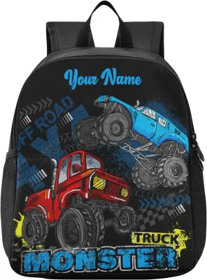 Personalized Monster Truck Kids Backpacks for Boys Preschool Backpack Light School Travel Backpacks with Name