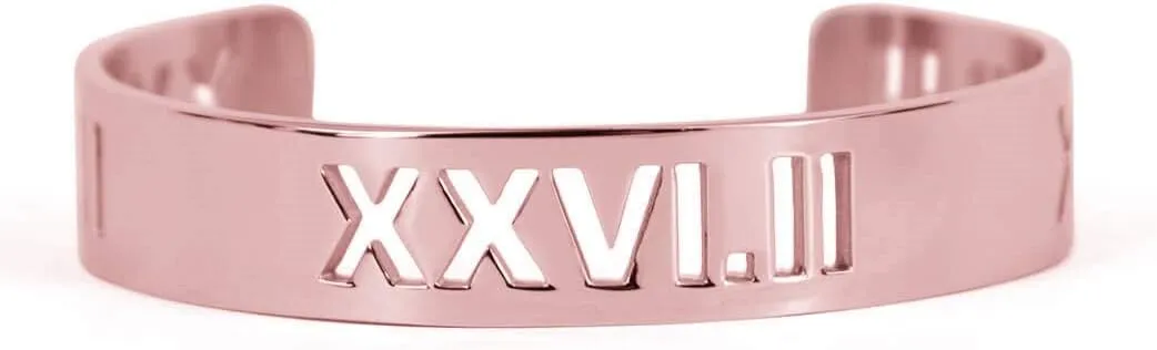 Personalized Roman Numeral Date Cuff Bracelet Custom Open Bangle Bracelets Jewelry