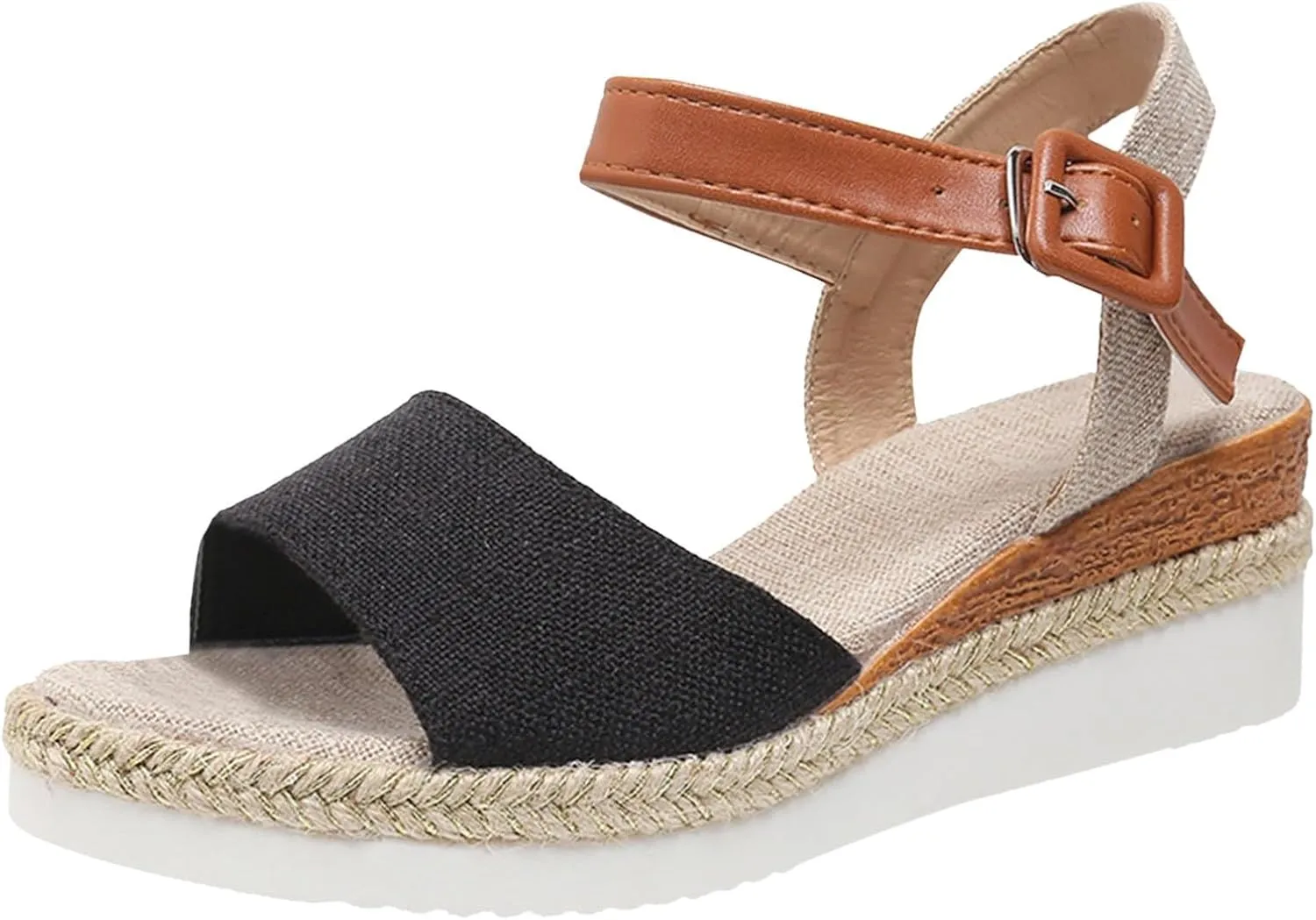 Platform Sandals Women Slip On Espadrille Wedges with Ankle Strap Open Toe Beach Shoes Outdoor Walking Dress Heels