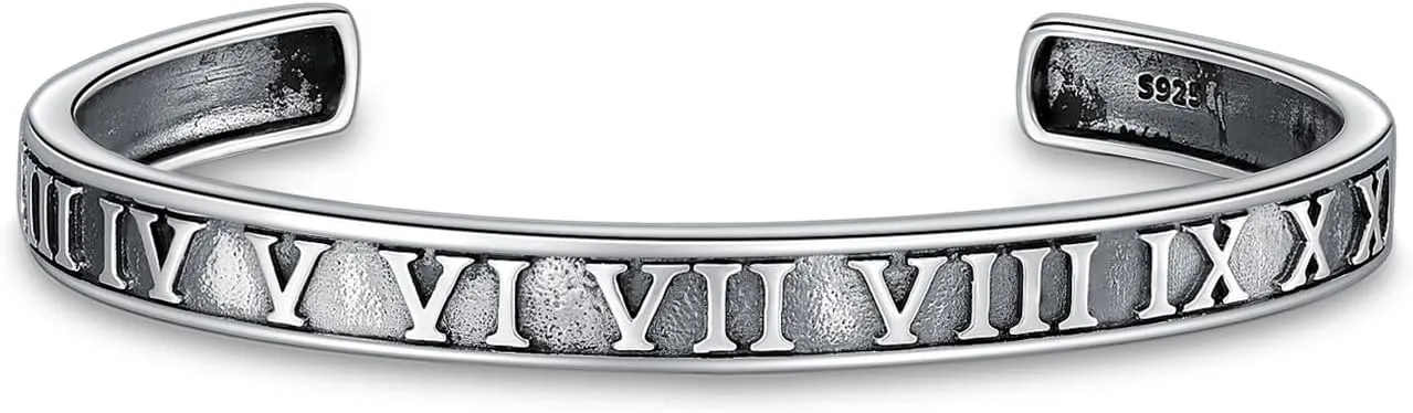 POIUY Inspirational Bracelet for Women Men Sterling Silver Strength Mantra Cuff Bracelet Set Anniversary Birthday Graduations Jewelry Gift for Everyone You Love