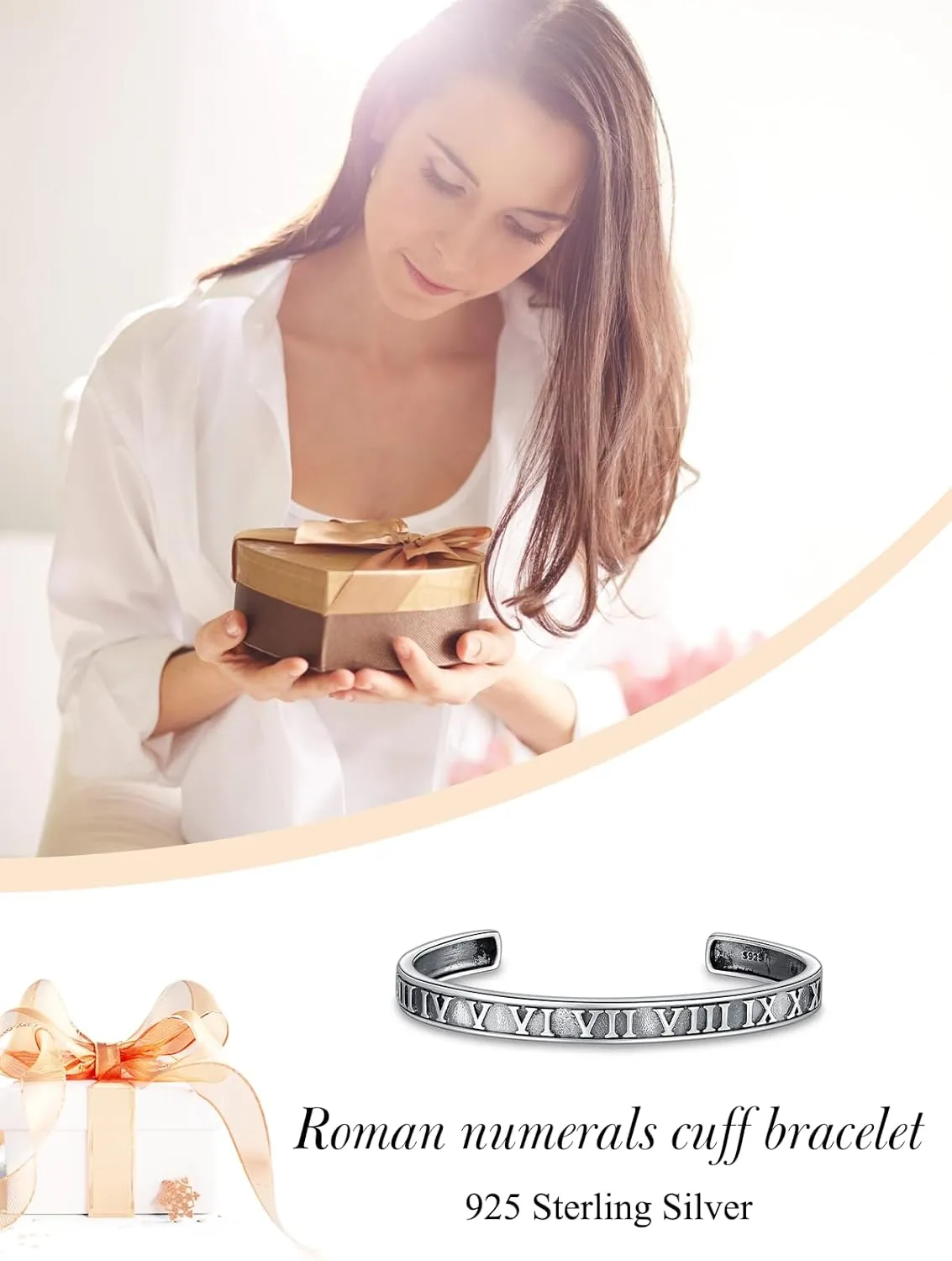 POIUY Inspirational Bracelet for Women Men Sterling Silver Strength Mantra Cuff Bracelet Set Anniversary Birthday Graduations Jewelry Gift for Everyone You Love