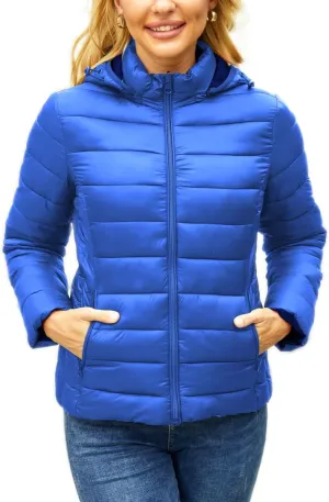 Puffer Jacket Womens Winter Coats with Hood Lightweight Packable Down Jacket Womens Quilted Coat