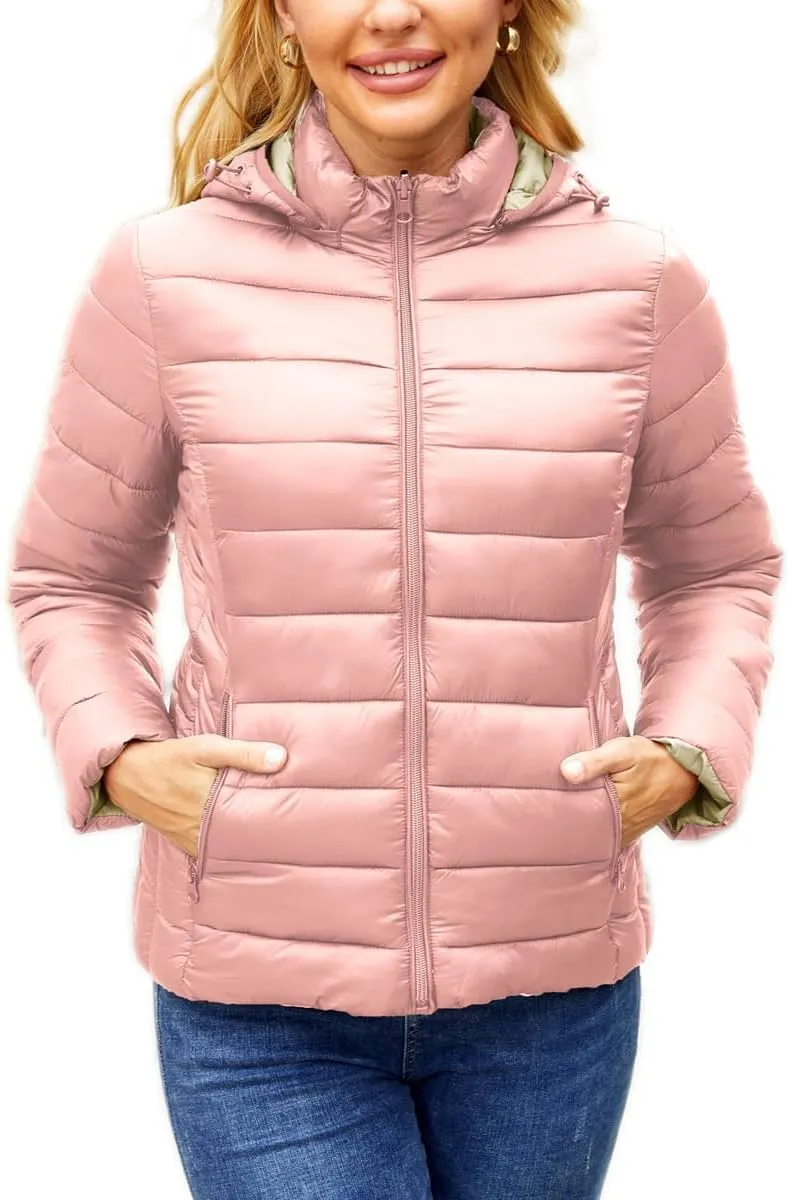 Puffer Jacket Womens Winter Coats with Hood Lightweight Packable Down Jacket Womens Quilted Coat