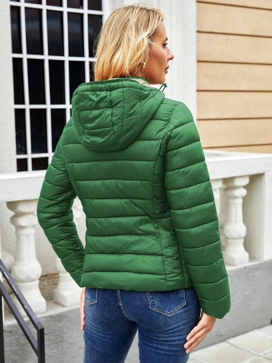 Puffer Jacket Womens Winter Coats with Hood Lightweight Packable Down Jacket Womens Quilted Coat