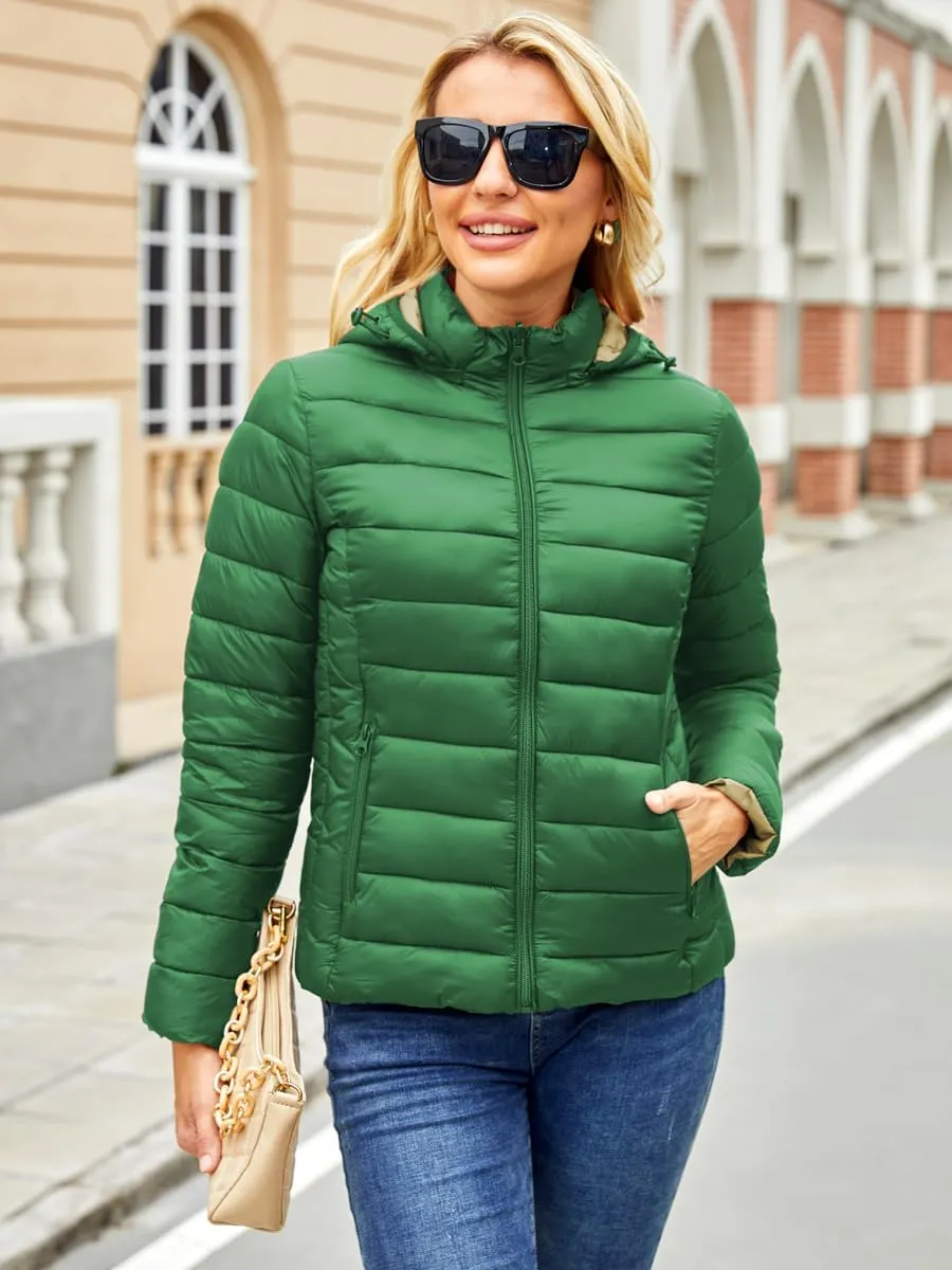 Puffer Jacket Womens Winter Coats with Hood Lightweight Packable Down Jacket Womens Quilted Coat