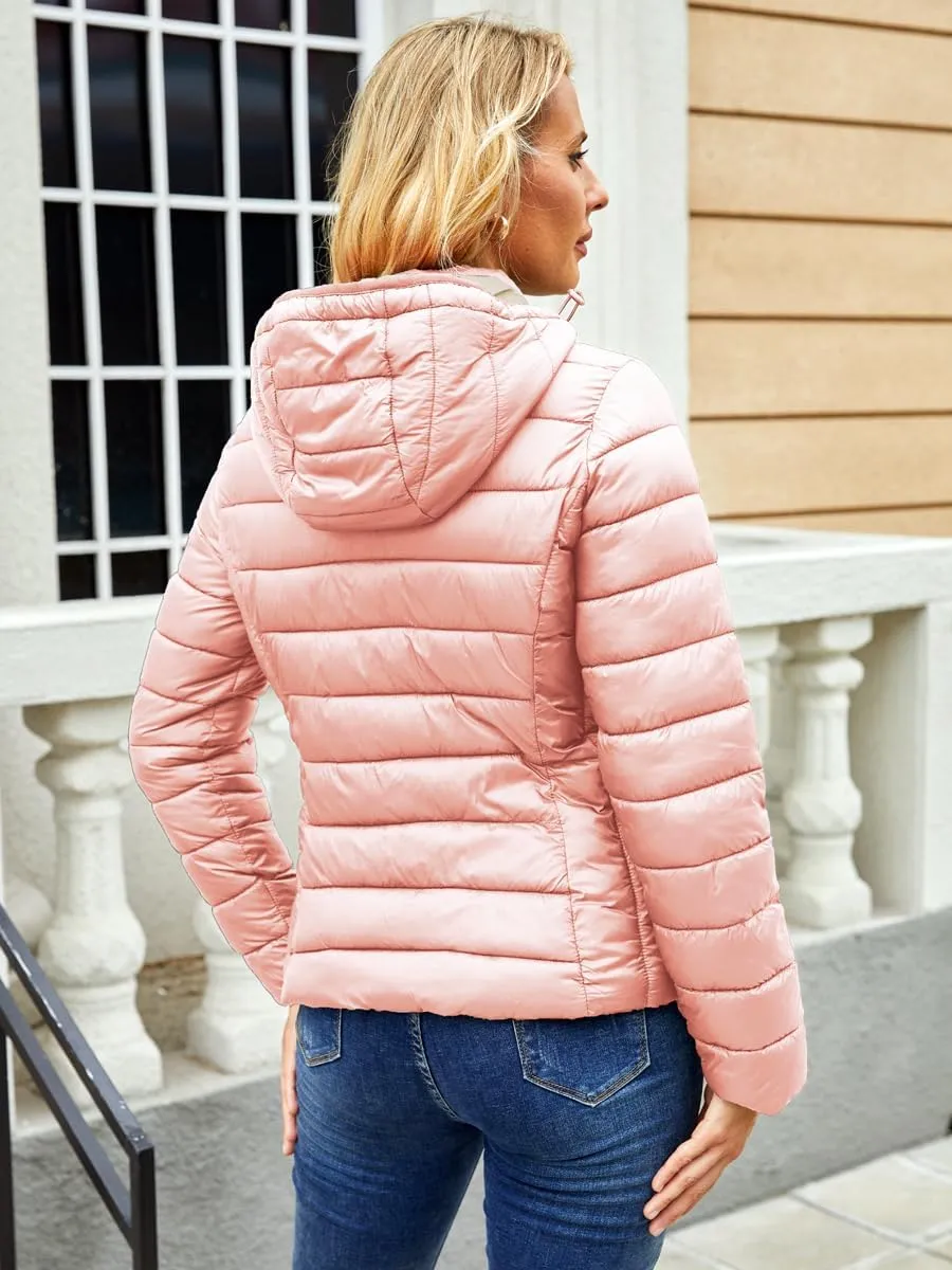Puffer Jacket Womens Winter Coats with Hood Lightweight Packable Down Jacket Womens Quilted Coat