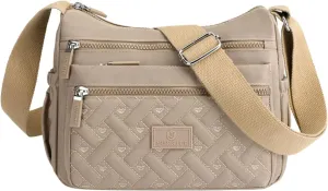 Puffy Crossbody Bags for Women Stadium Crossbody Messenger Bags for Concerts Sporting Events Small Makeup Bag(Khaki)