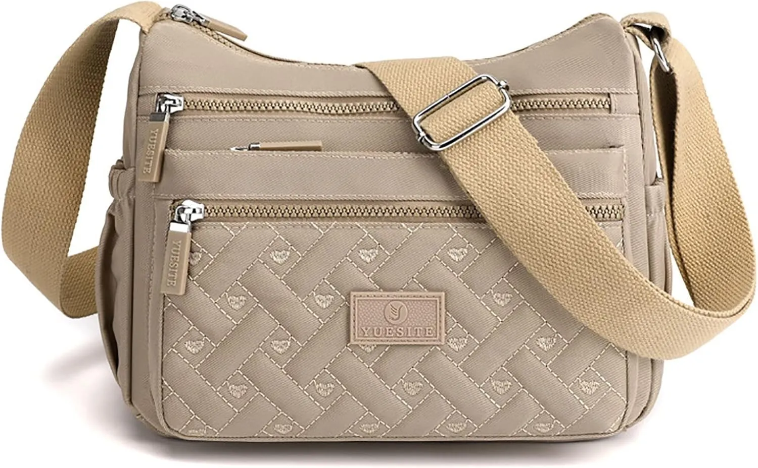 Puffy Crossbody Bags for Women Stadium Crossbody Messenger Bags for Concerts Sporting Events Small Makeup Bag(Khaki)