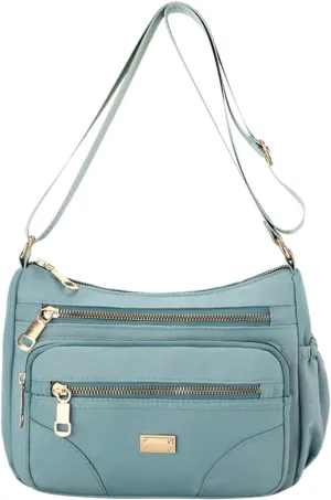 Puffy Crossbody Bags for Women Waterproof Nylon Crossbody Bags for Woman Trendy Carry on Bag for Airplanes Women(Green)
