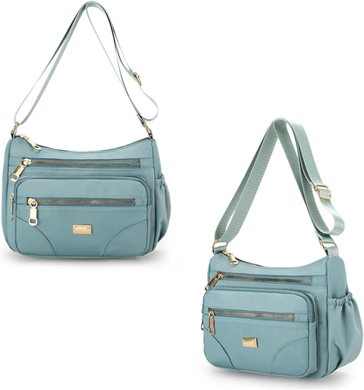Puffy Crossbody Bags for Women Waterproof Nylon Crossbody Bags for Woman Trendy Carry on Bag for Airplanes Women(Green)
