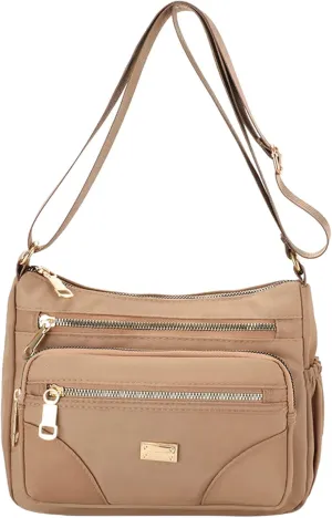 Puffy Crossbody Bags for Women Waterproof Nylon Crossbody Bags for Woman Trendy Carry on Bag for Airplanes Women(Khaki)