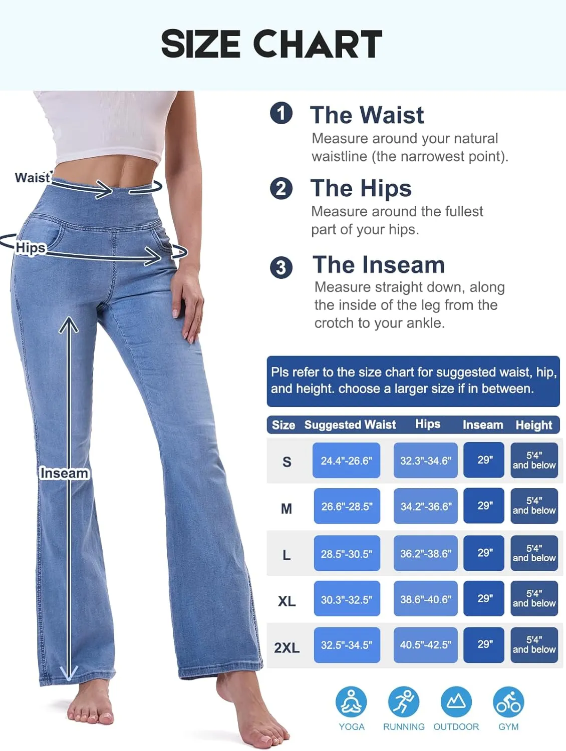Pull on Flare Jeans for Women, Trendy Stretchy High Waisted Bell Bottom Skinny Boot Cut Jeans Legging for Women