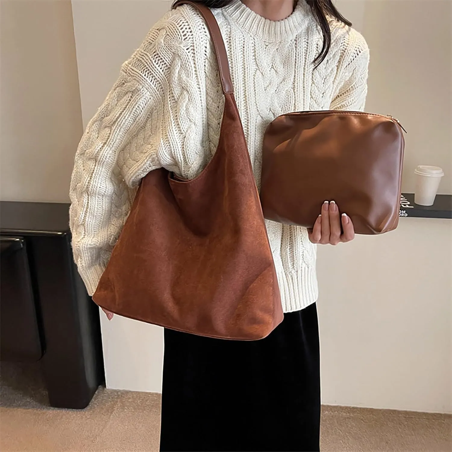Quilted Crossbody Bags for Women Retro Studded Crossbody Bags Small Shoulder Purses Retro Clutch Underarm Purse(Brown)