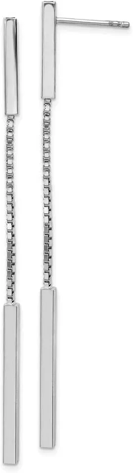 Real 925 Sterling Silver Bar Studs Post Dangle Earrings - 70mm x 5mm