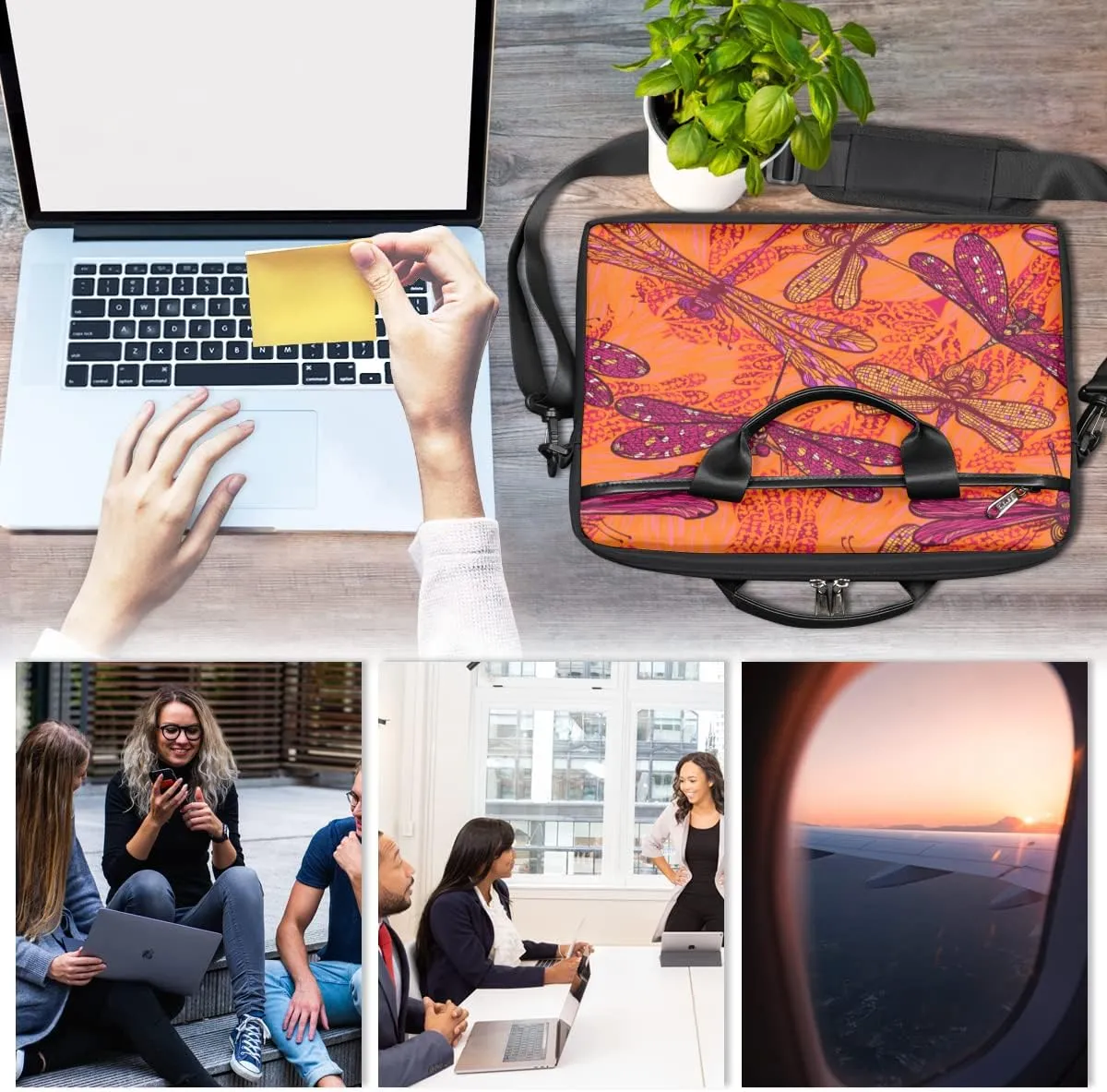 Retro Animal Paw Prints Laptop Shoulder Messenger Bag Waterproof Laptop Briefcase with Handle and Padded Strap Case Sleeve