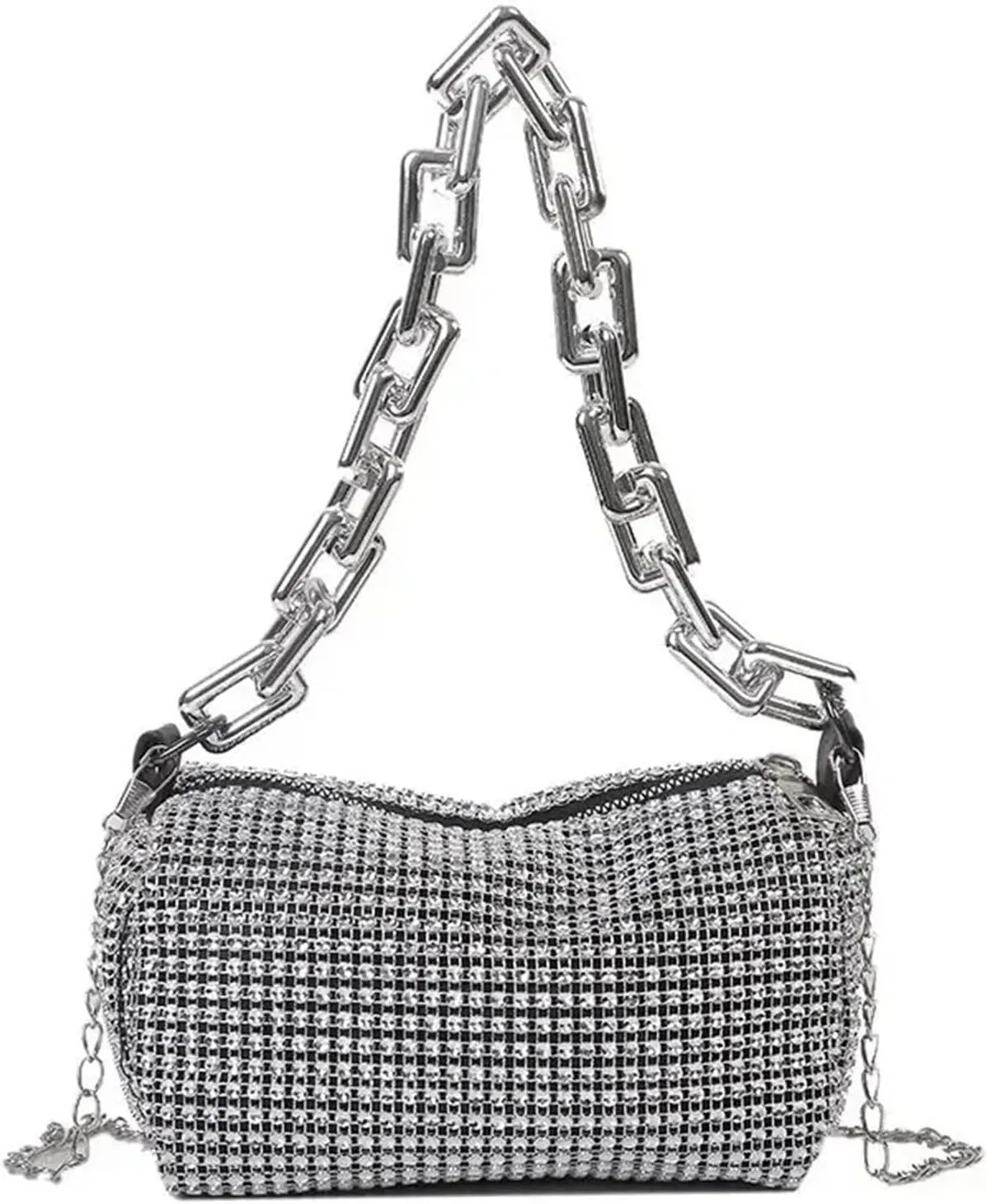 Rhinestone Bucket Bag Glitter Chain Prom Purse (6.3 * 3.54) Inch For Party Prom Cocktail Wedding
