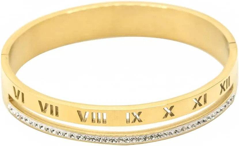 Roman Numeral Bracelet, Roman Numeral Series Bracelet, Zircon Inlaid Fashion Bracelet, Gold,Rose,Sliver Roman Bracelet, Number Bracelet,Fashion Ladies Bracelet