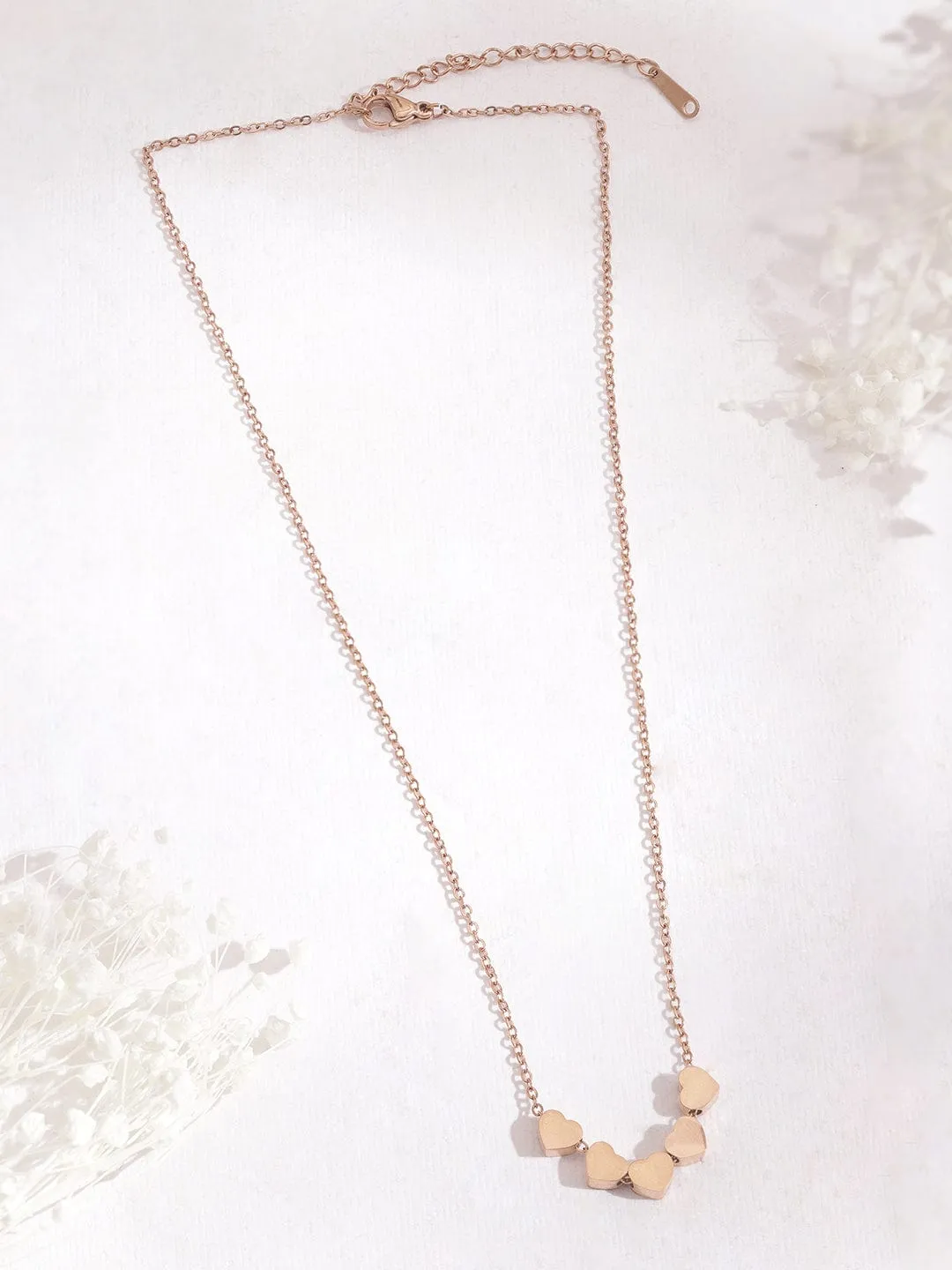 Rubans Voguish Rose Gold Plated Heart Shaped Charm Necklace