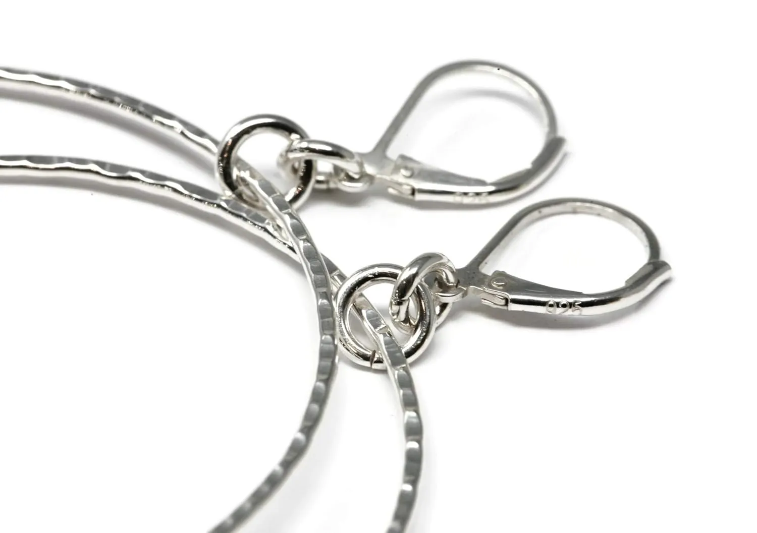 Salish Sea Inspirations Handmade Hammer Textured Lever-back Hoop Earrings (Silver 2" Diameter)