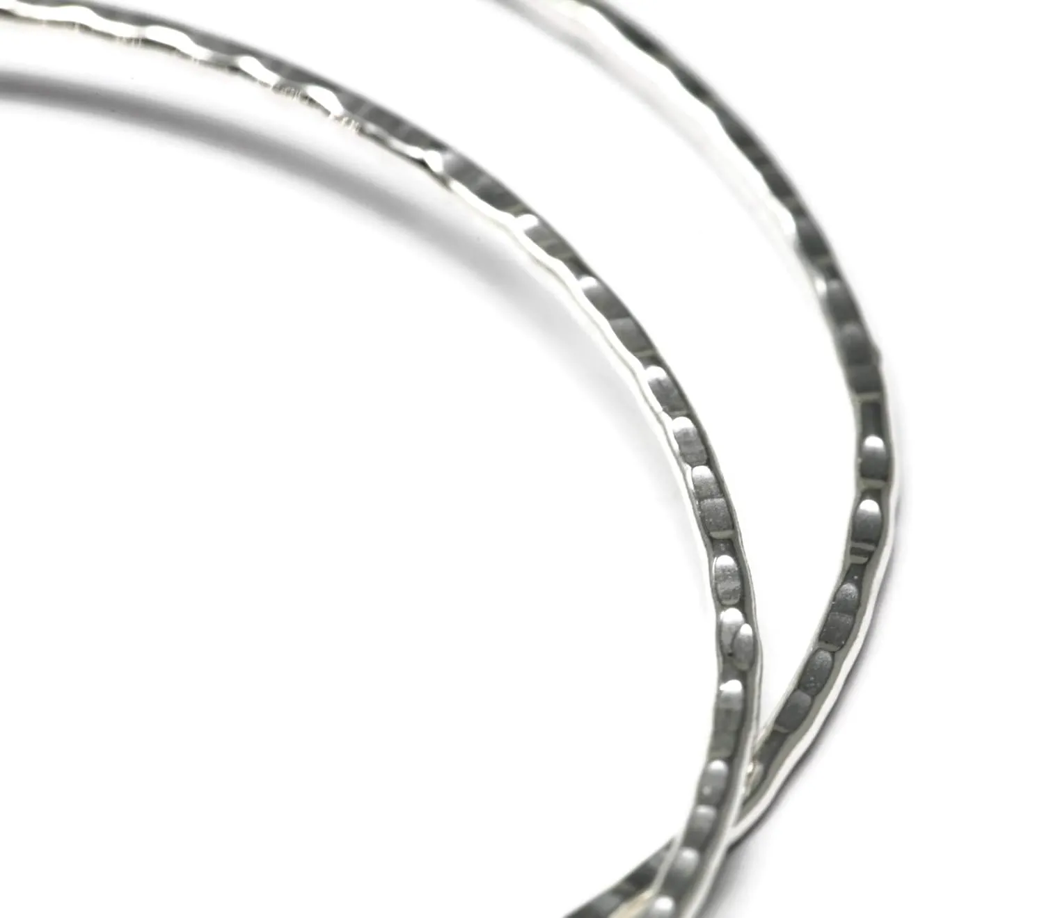 Salish Sea Inspirations Handmade Hammer Textured Lever-back Hoop Earrings (Silver 2" Diameter)