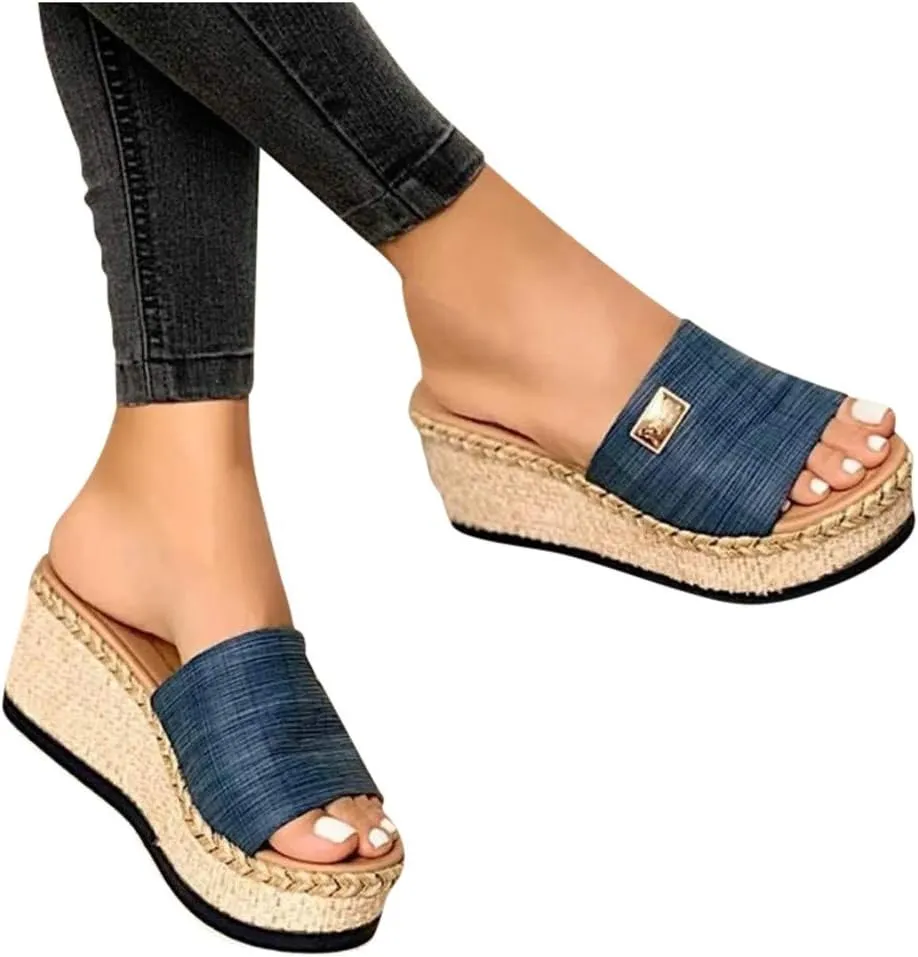 Sandals For Women 2025 Slip On Espadrille Sandals Thick Sole Platform Wedges Heels Outdoor Indoor Pumps Shoes
