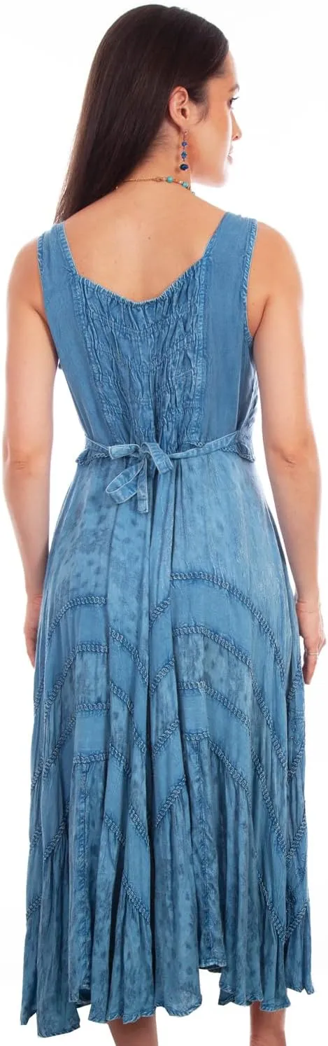Scully Ash Grey Full Length Lace-Up Front Womens Sleeveless Dress HC118