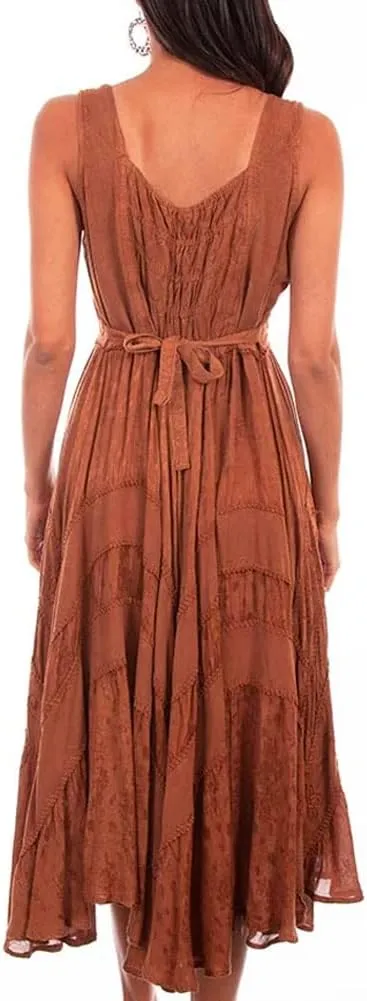 Scully Ash Grey Full Length Lace-Up Front Womens Sleeveless Dress HC118
