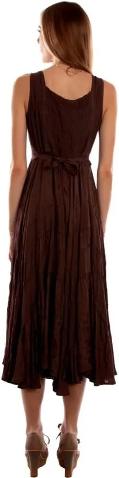 Scully Ash Grey Full Length Lace-Up Front Womens Sleeveless Dress HC118