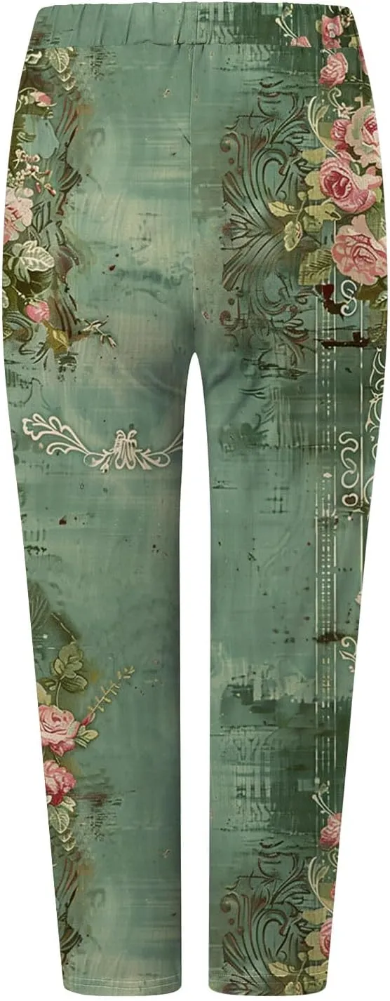 sdbrld Womens Butterfly Printed High Waisted Cropped Capri Leggings Summer Comfy Tummy Control Stretch Cropped Yoga Pants