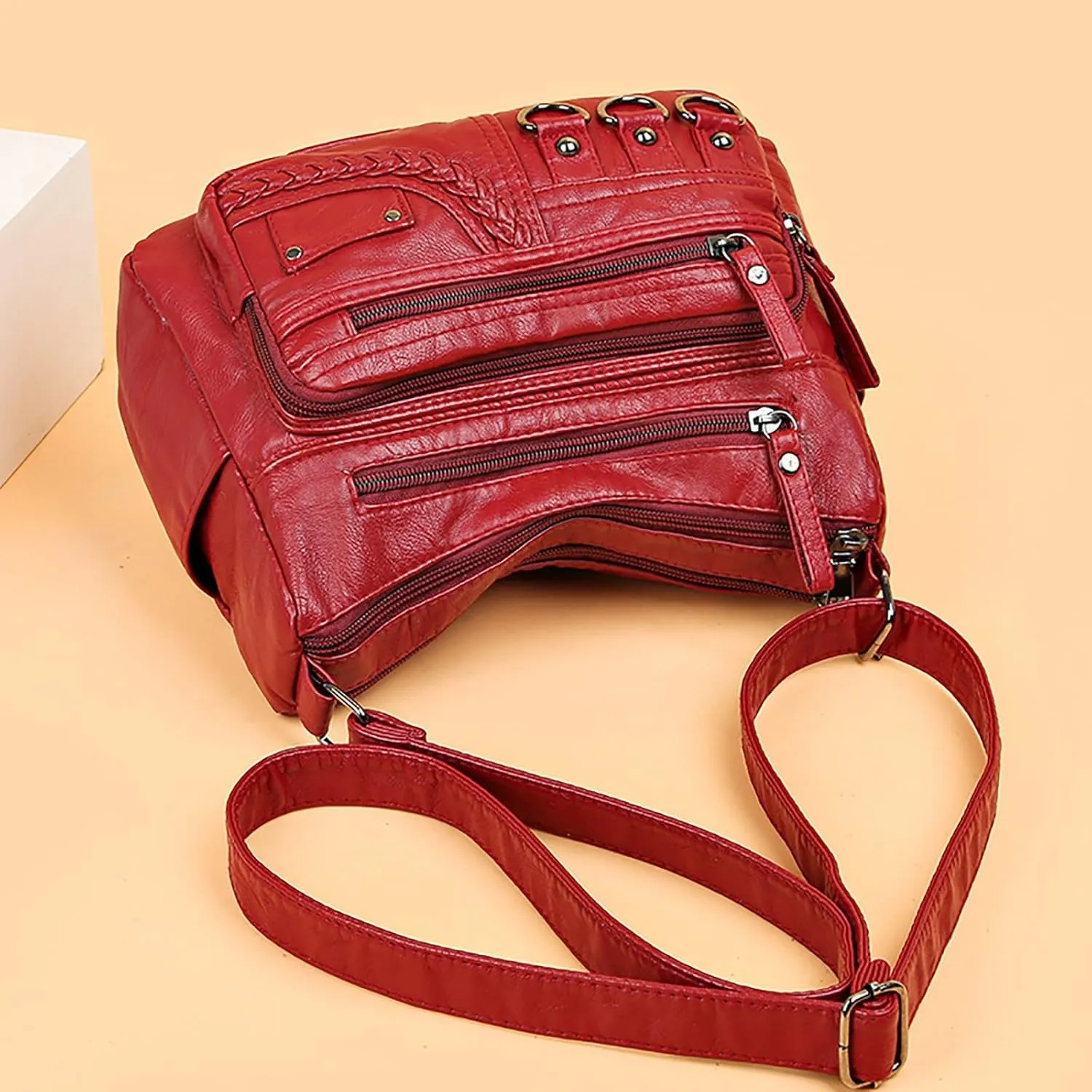 Shoulder Bags for Women Women's Crescent Shoulder Bags with Adjustable Strap Carry on Bag for Airplanes Women(Red)