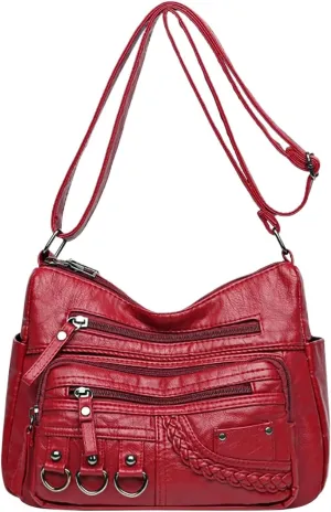Shoulder Bags for Women Women's Crescent Shoulder Bags with Adjustable Strap Carry on Bag for Airplanes Women(Red)