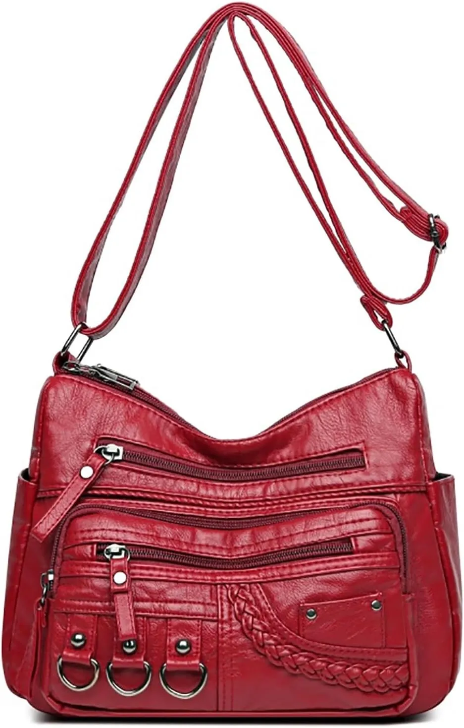 Shoulder Bags for Women Women's Crescent Shoulder Bags with Adjustable Strap Carry on Bag for Airplanes Women(Red)