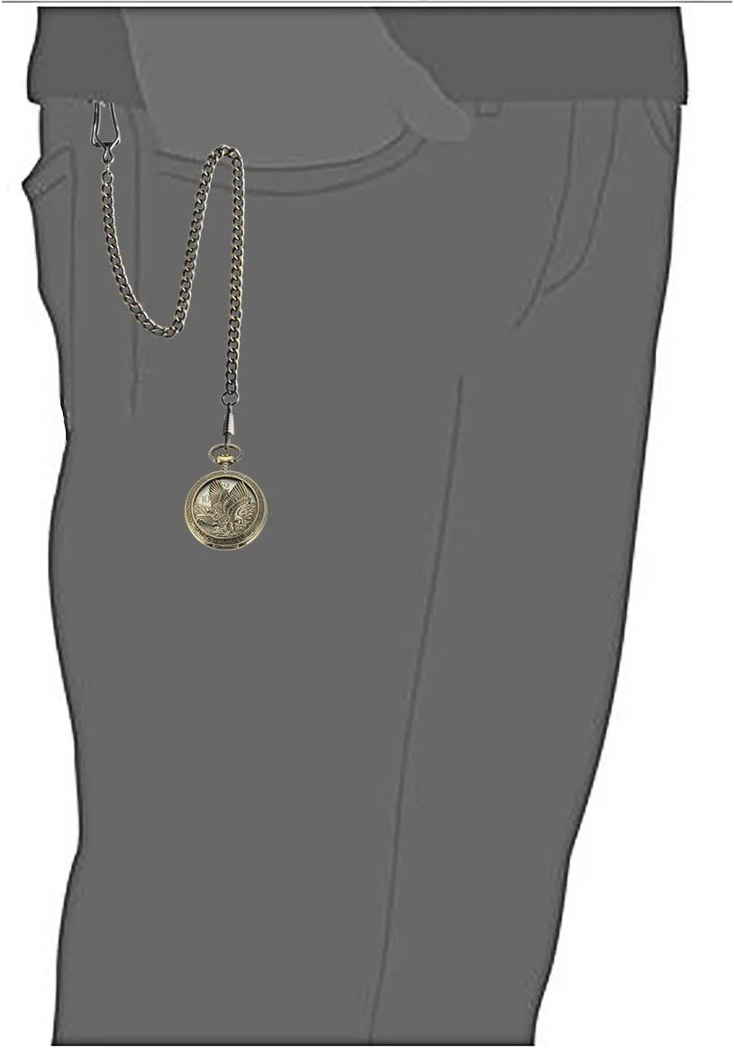 SIBOSUN Eagle Design Pocket Watch with Chain Antique Pocket Watch Quartz Movement Men's Qocket Watch Arabic Numeral Dial