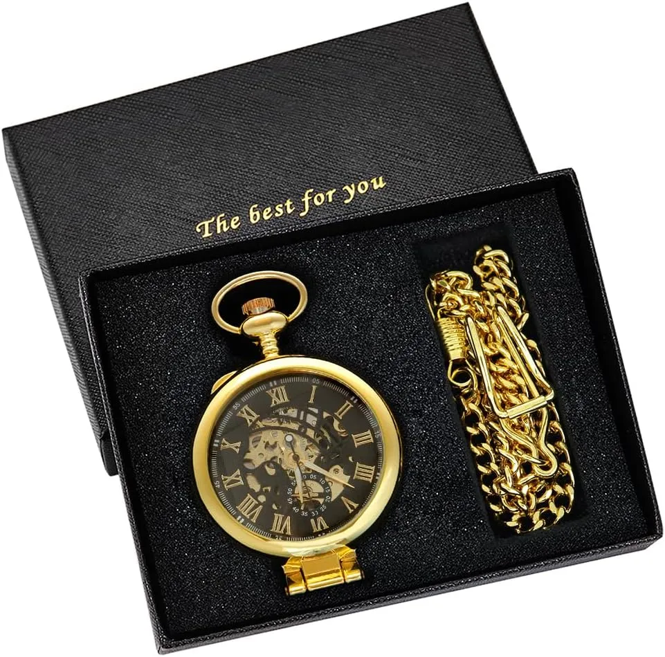 Silver/Gold Transparent Cover Mechanical Pocket Watch for Men Vintage Skeleton Dial Clock Hand Wind Male Fob Chain Watches