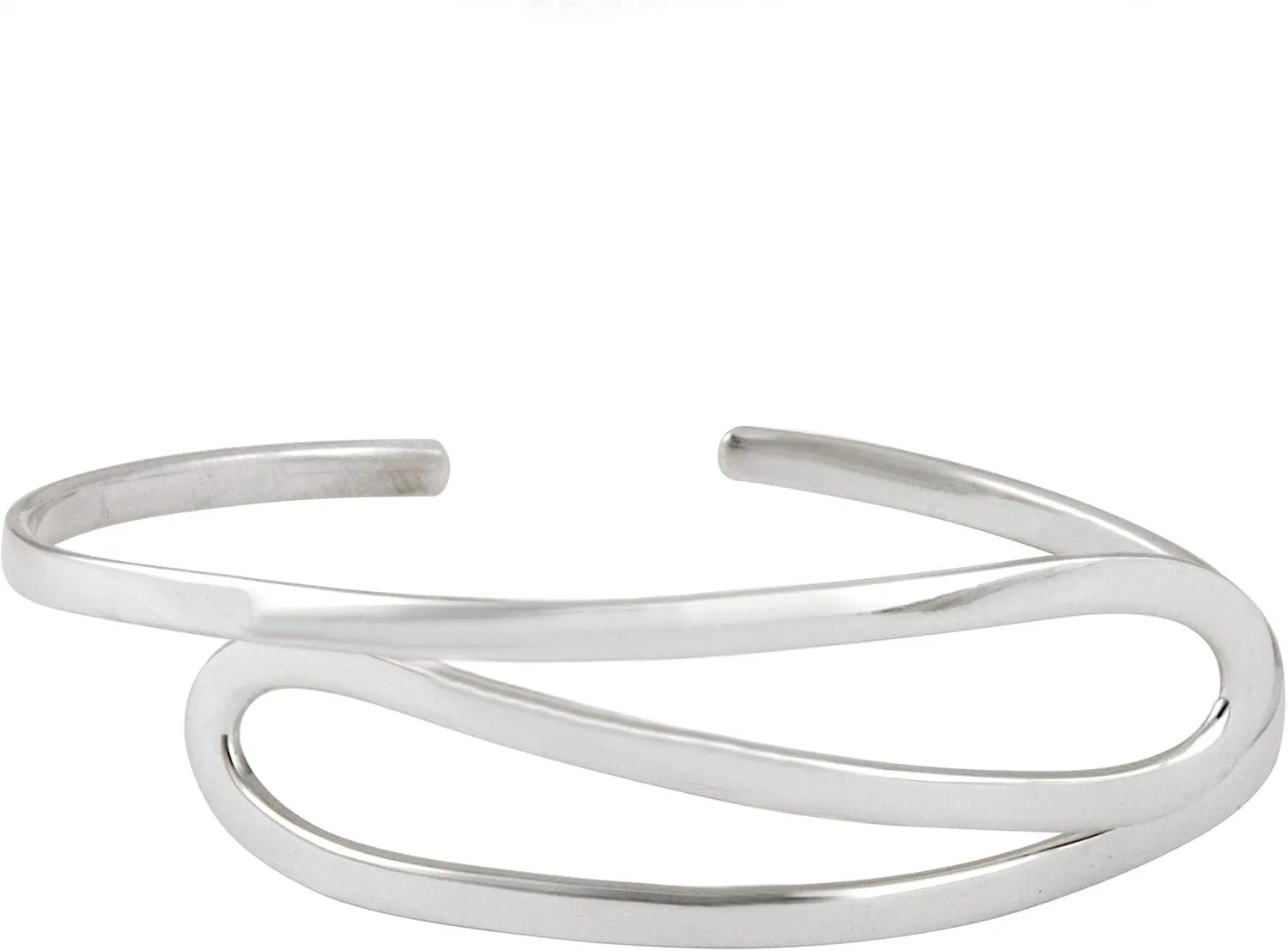 Silverly Women's 925 Sterling Silver Swirl Teardrop Ribbon Twist Adjustable Cuff Bangle Bracelet