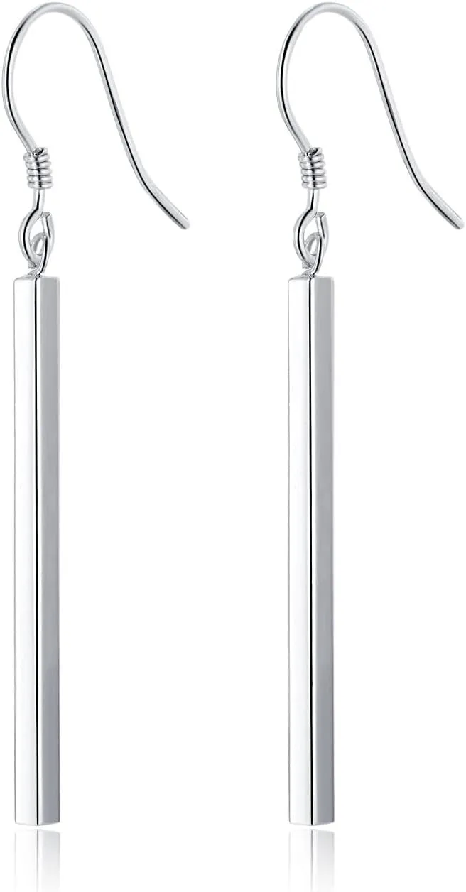 SLUYNZ Solid 925 Sterling Silver Minimalist 2CM/3CM Bar Drop Earrings for Women Teens Vertical Bar Dangle Earrings