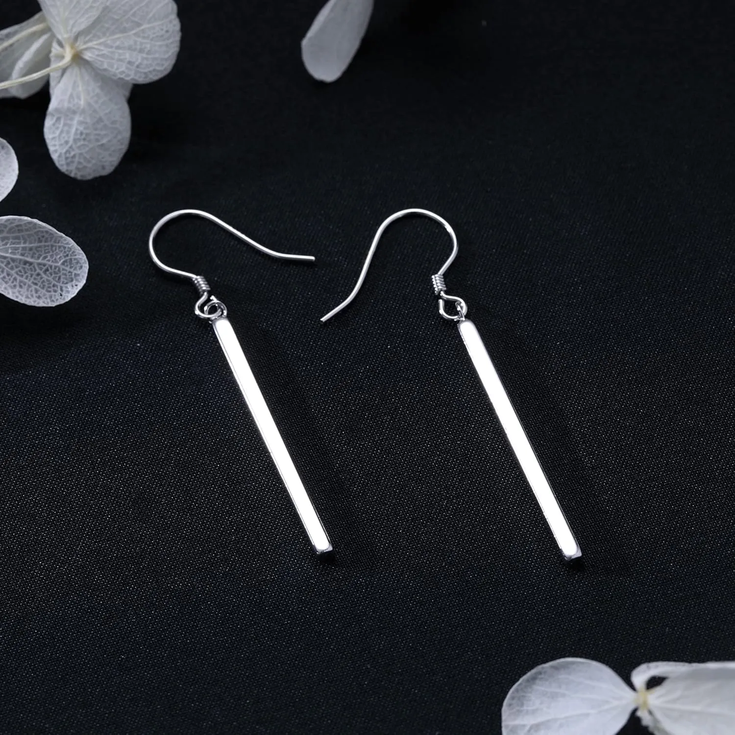 SLUYNZ Solid 925 Sterling Silver Minimalist 2CM/3CM Bar Drop Earrings for Women Teens Vertical Bar Dangle Earrings