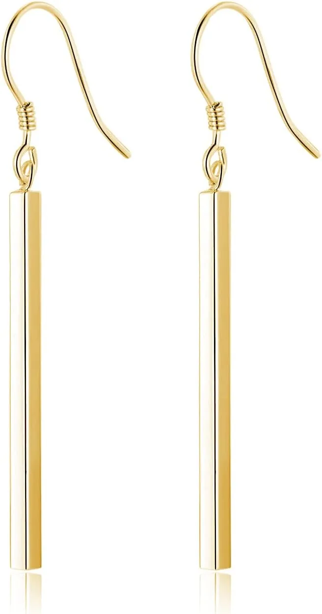 SLUYNZ Solid 925 Sterling Silver Minimalist 2CM/3CM Bar Drop Earrings for Women Teens Vertical Bar Dangle Earrings
